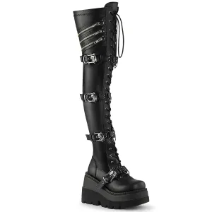 SHAKER-420 Demoniacult Alternative Footwear Women's Over-the-Knee Boots
