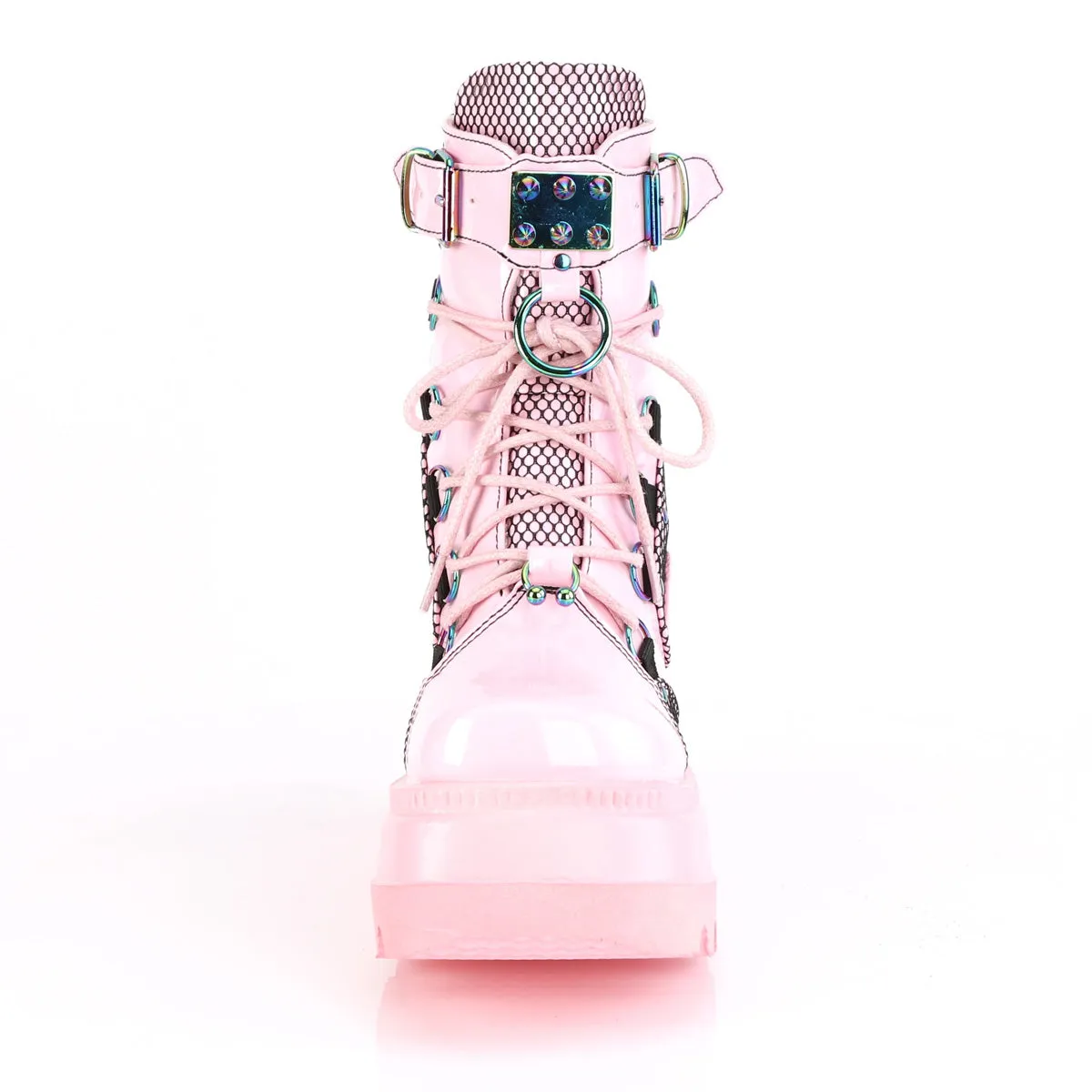 SHAKER-60 DemoniaCult Baby Pink Hologram Sexy Women's Ankle Boots (Alternative Footwear)