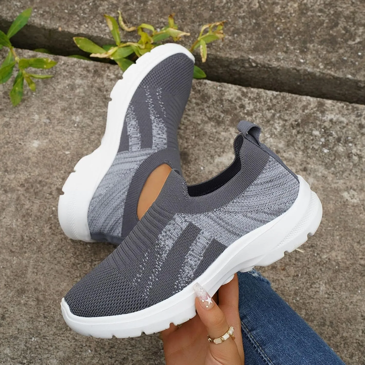 Shoes for Elderly Women Running Shoe Breathable Mesh Shoes for Gym Workout Sports Womens Slip on Shoes