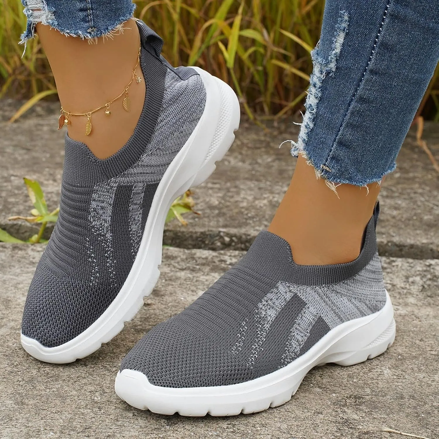 Shoes for Elderly Women Running Shoe Breathable Mesh Shoes for Gym Workout Sports Womens Slip on Shoes