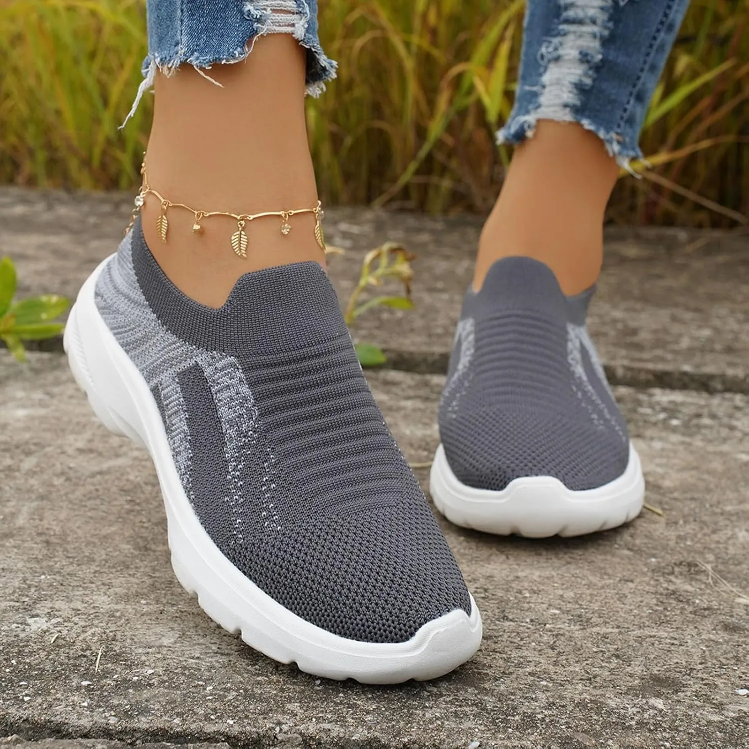 Shoes for Elderly Women Running Shoe Breathable Mesh Shoes for Gym Workout Sports Womens Slip on Shoes