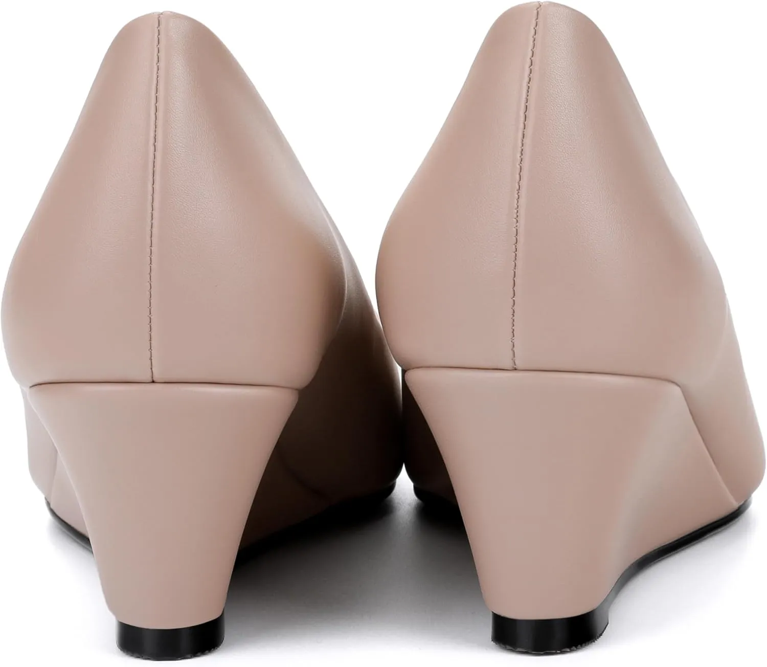 SHOWFOREST Women's Wedge Low Heels Square Toe Slip-on Comfortable Dress Pumps Shoes