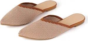 Slocyclub Women's Flat Mules - Comfortable Pointed Toe Slip-On Loafers for Early Spring