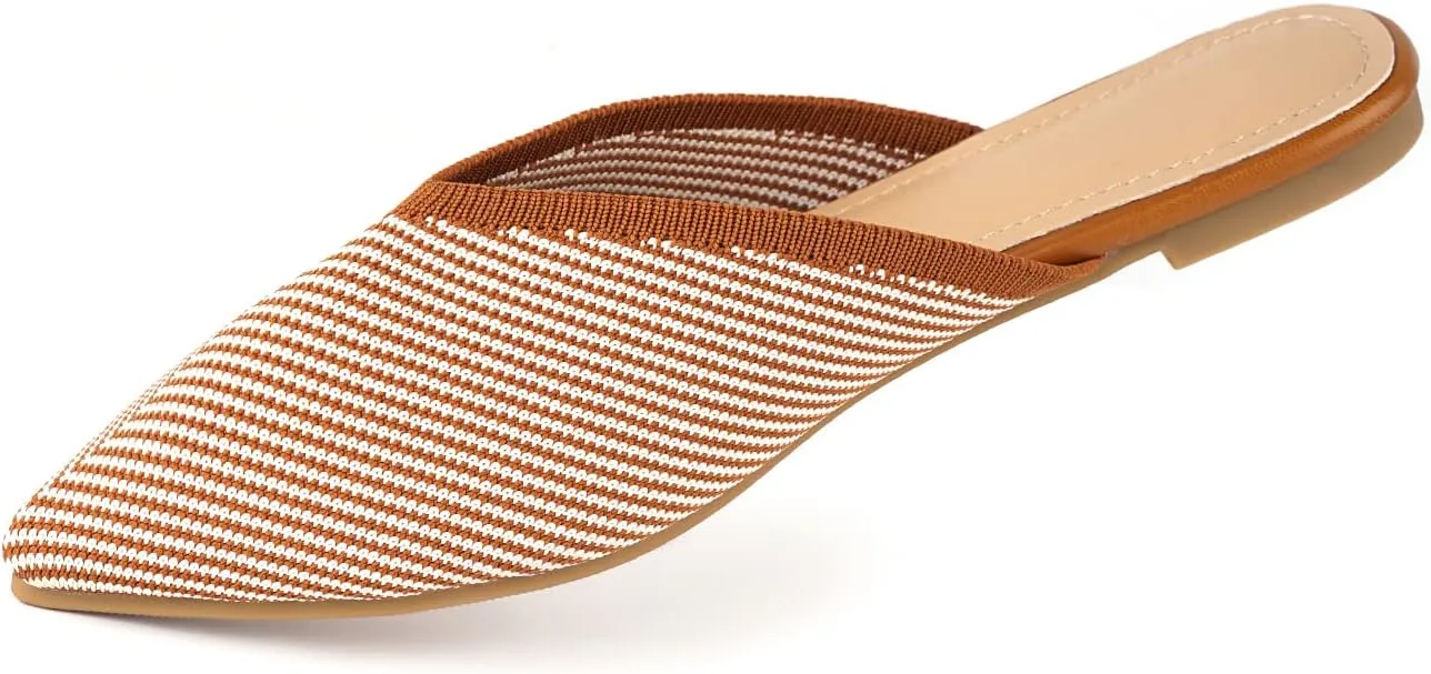 Slocyclub Women's Flat Mules - Comfortable Pointed Toe Slip-On Loafers for Early Spring