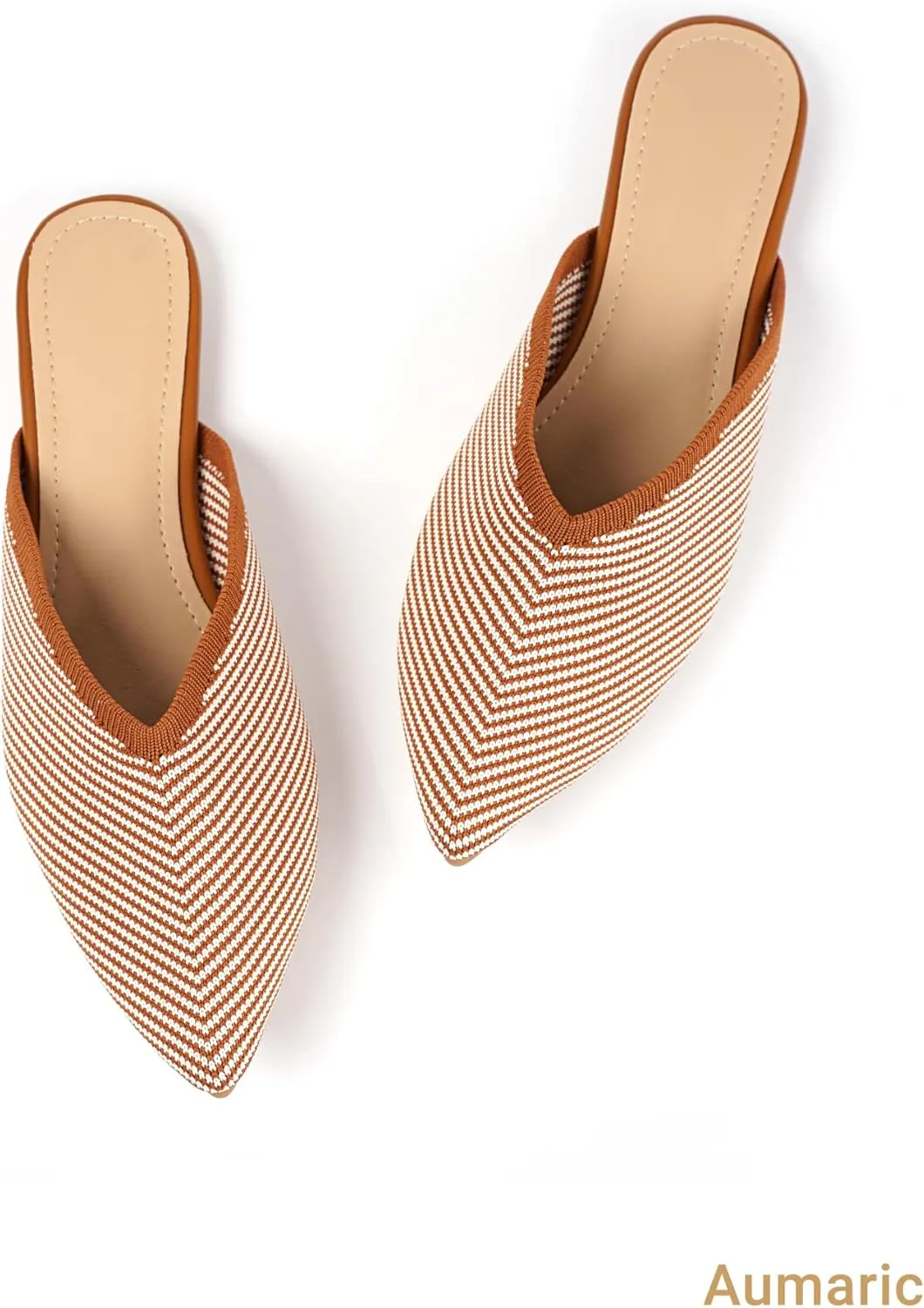 Slocyclub Women's Flat Mules - Comfortable Pointed Toe Slip-On Loafers for Early Spring