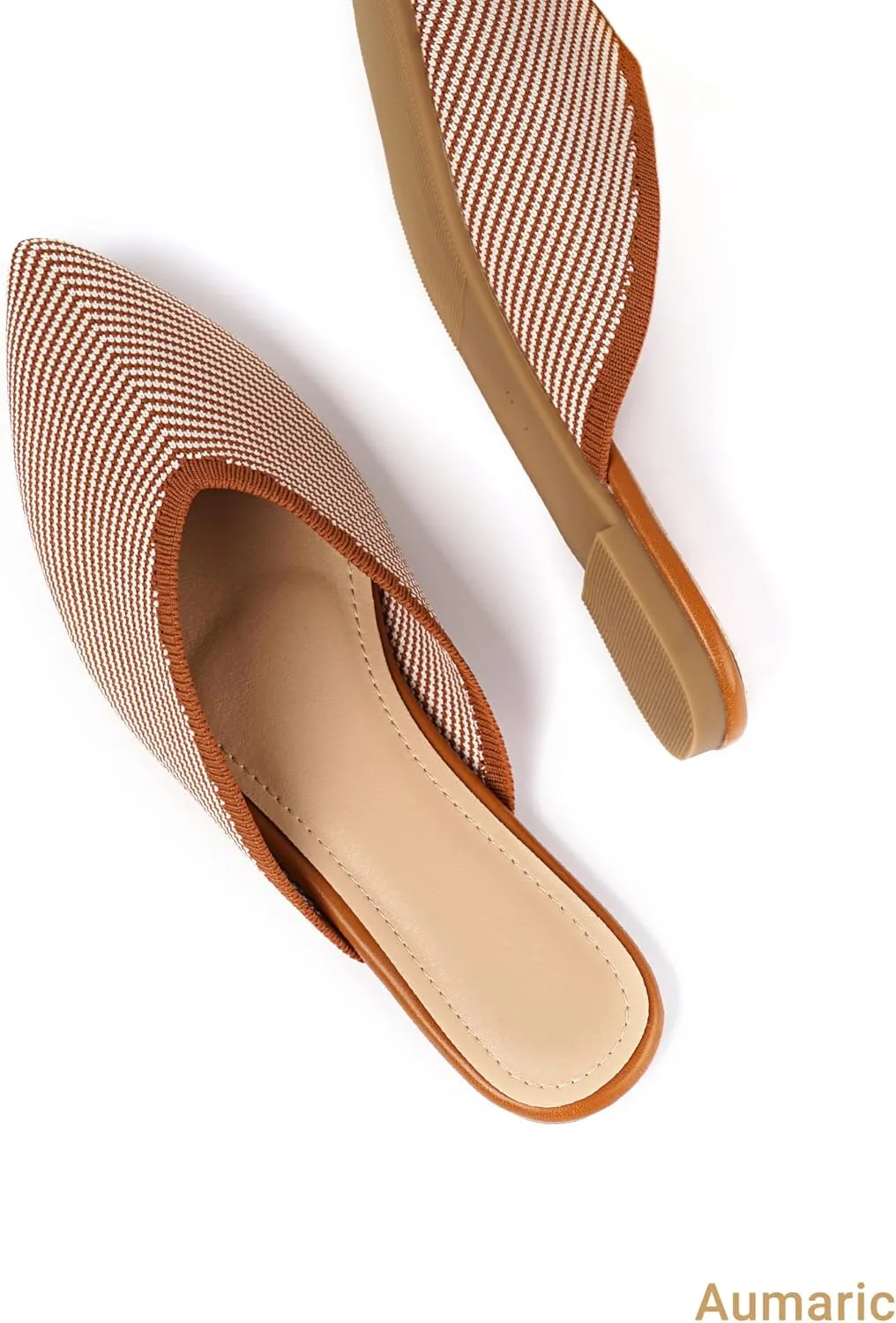 Slocyclub Women's Flat Mules - Comfortable Pointed Toe Slip-On Loafers for Early Spring