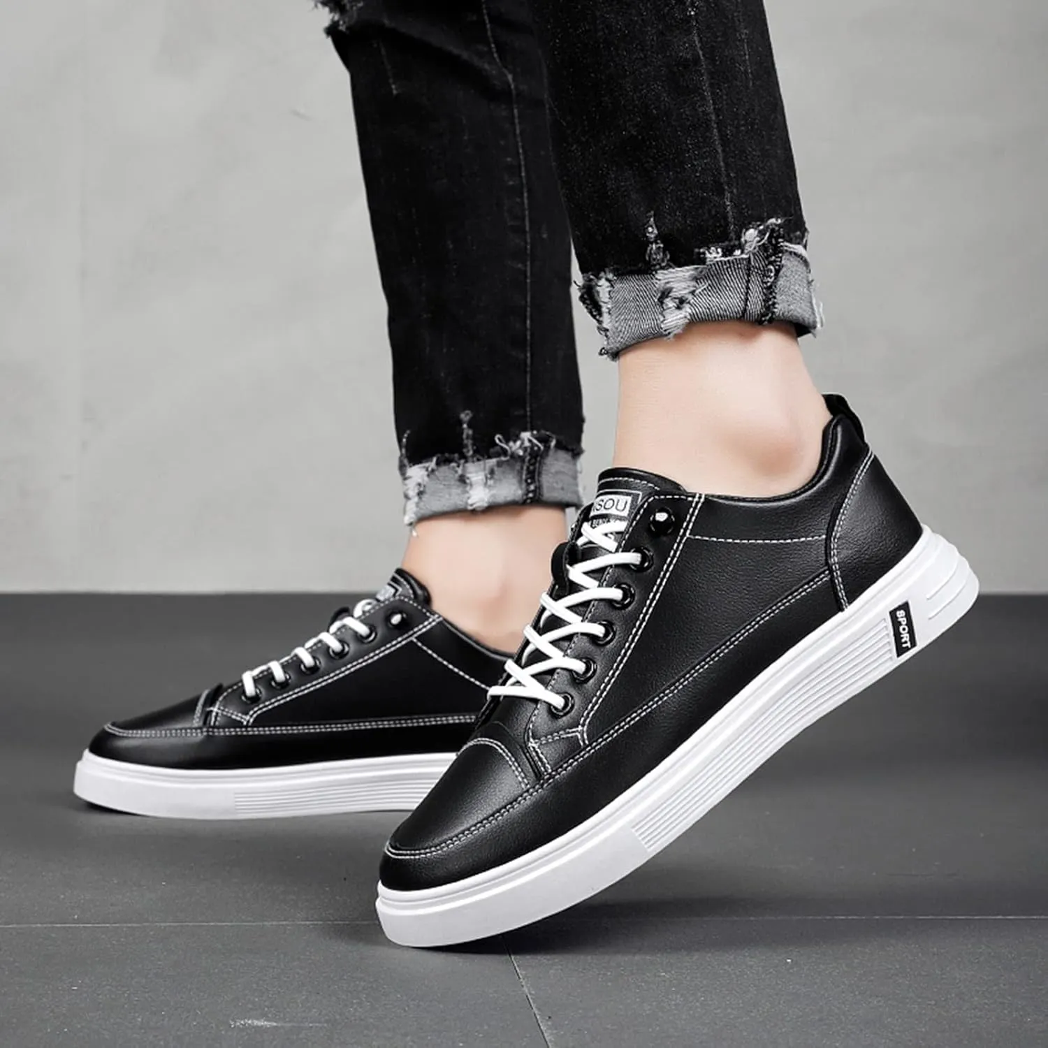 Sneakers Business Breathable Men All Breathable Leather Casual