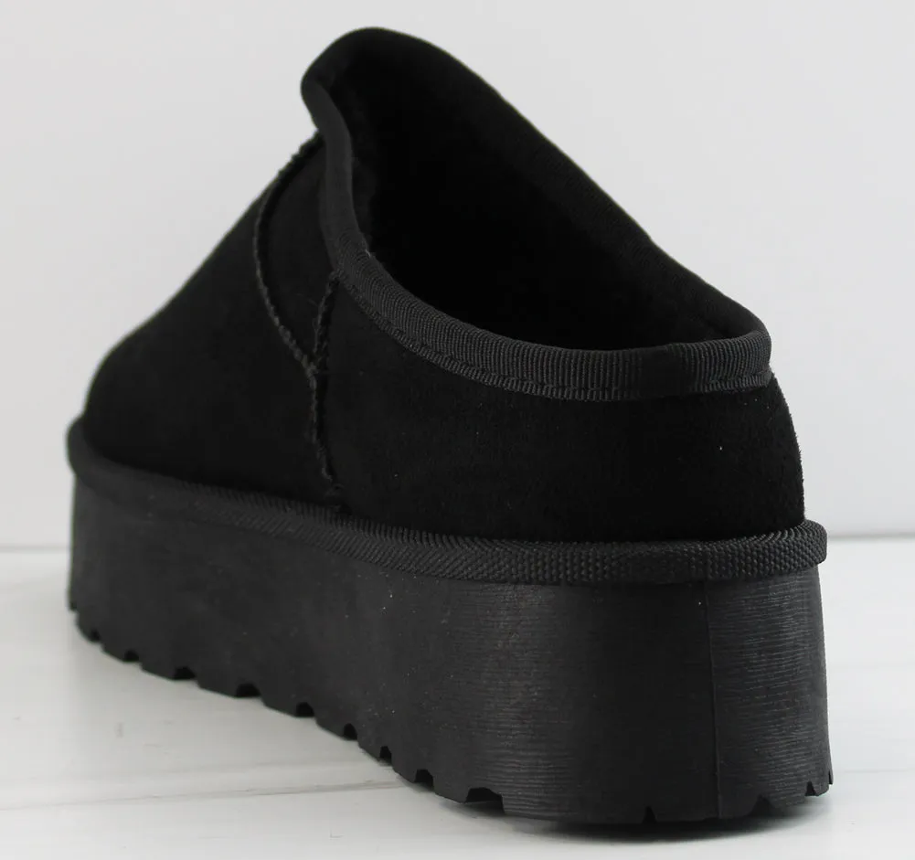 Solid 7 Women's Slip On Shearling Platform Slippers