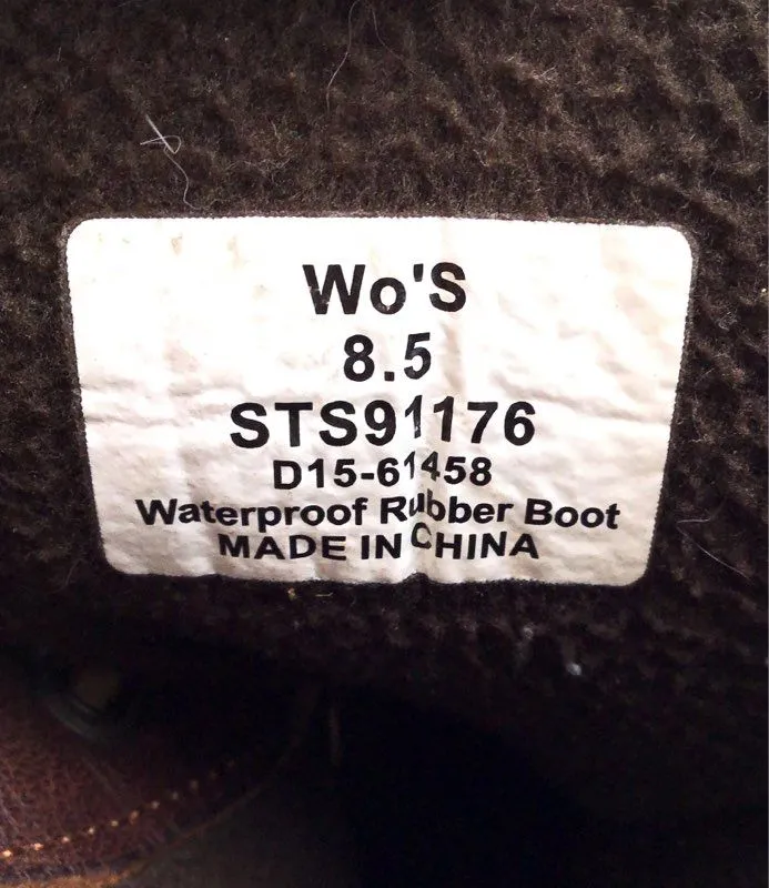 Sperry Women's Saltwater Black Brown Ankle Duck Rain Boots - Size 8.5