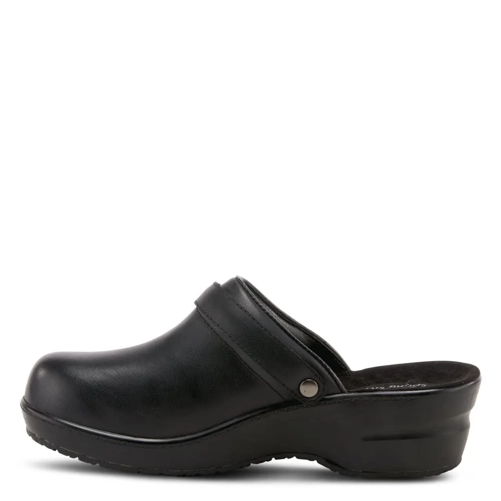 Spring Step Shoes Women's Black Leather Clogs