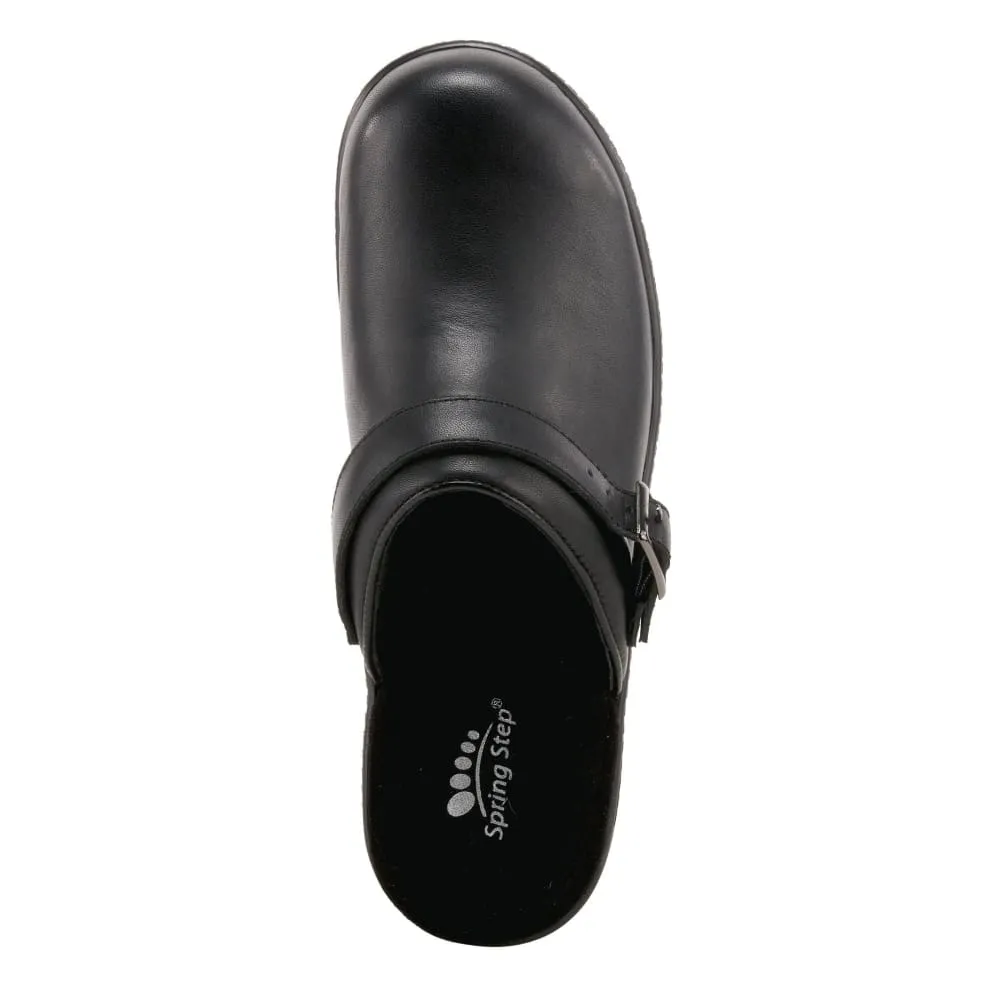 Spring Step Shoes Women's Black Leather Clogs