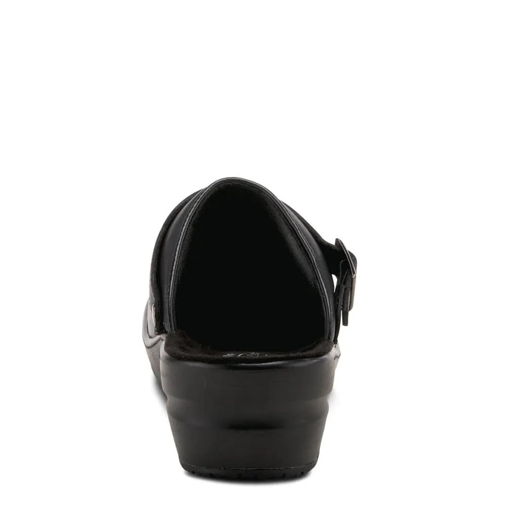 Spring Step Shoes Women's Black Leather Clogs