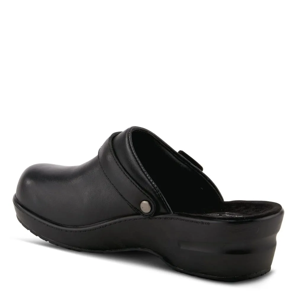 Spring Step Shoes Women's Black Leather Clogs