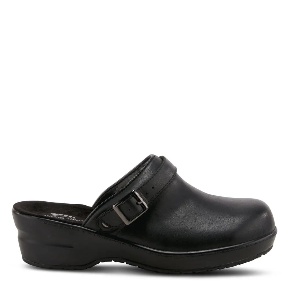 Spring Step Shoes Women's Black Leather Clogs