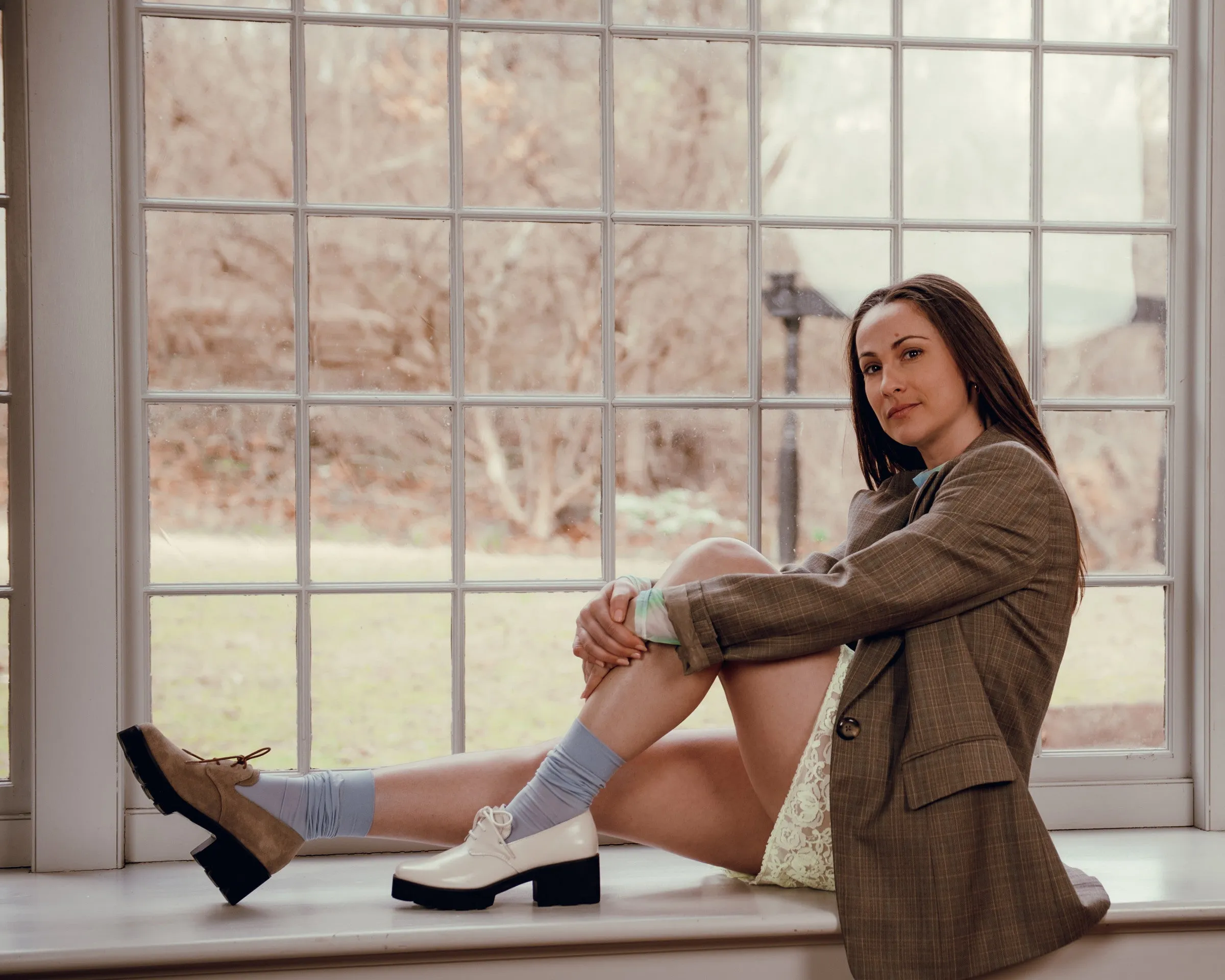 STONE Beige Lace Up Lug Shoes