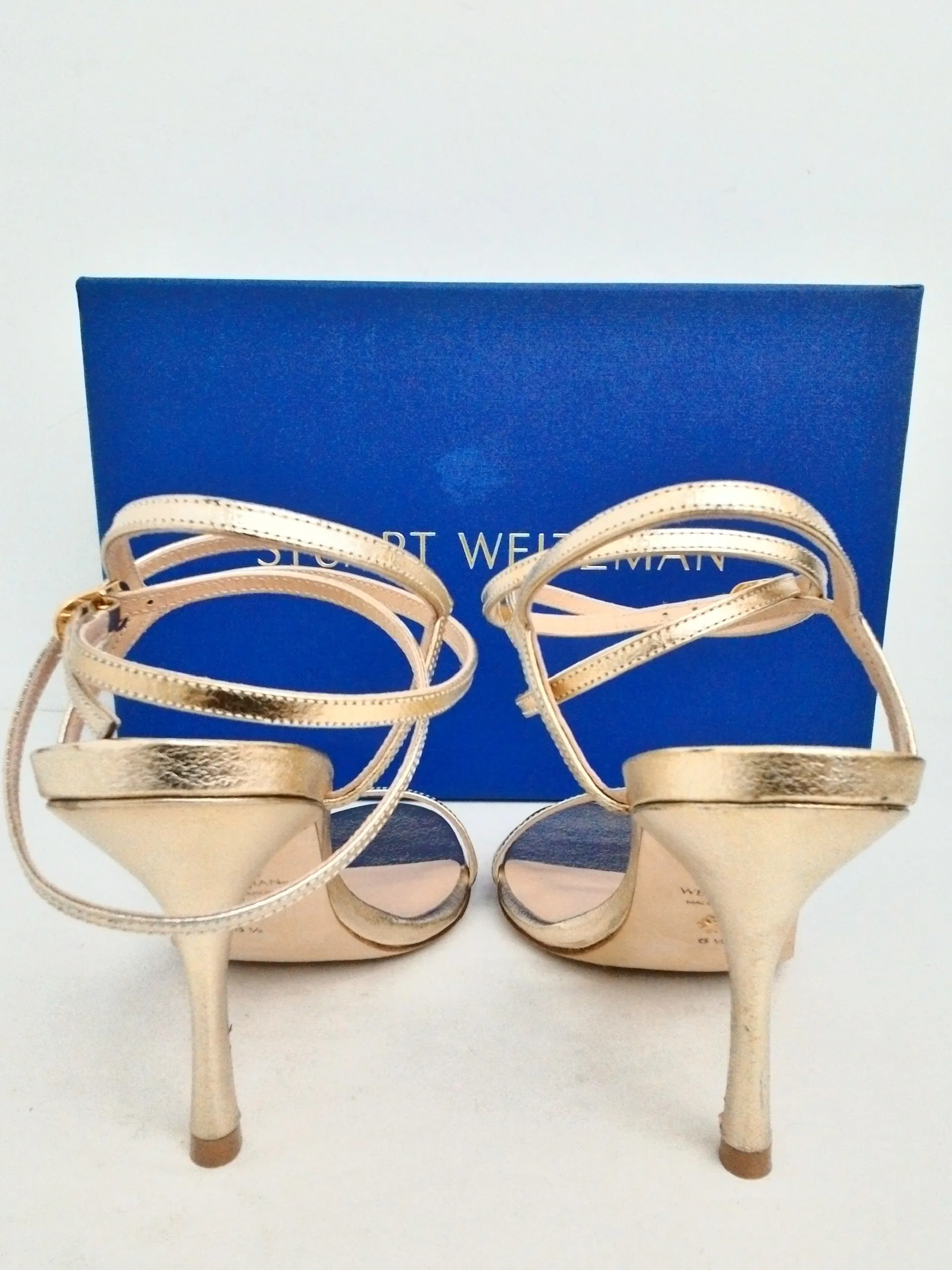 Stuart Weitzman Women's Merinda Gold Heeled Sandals Size 6.5 & 9