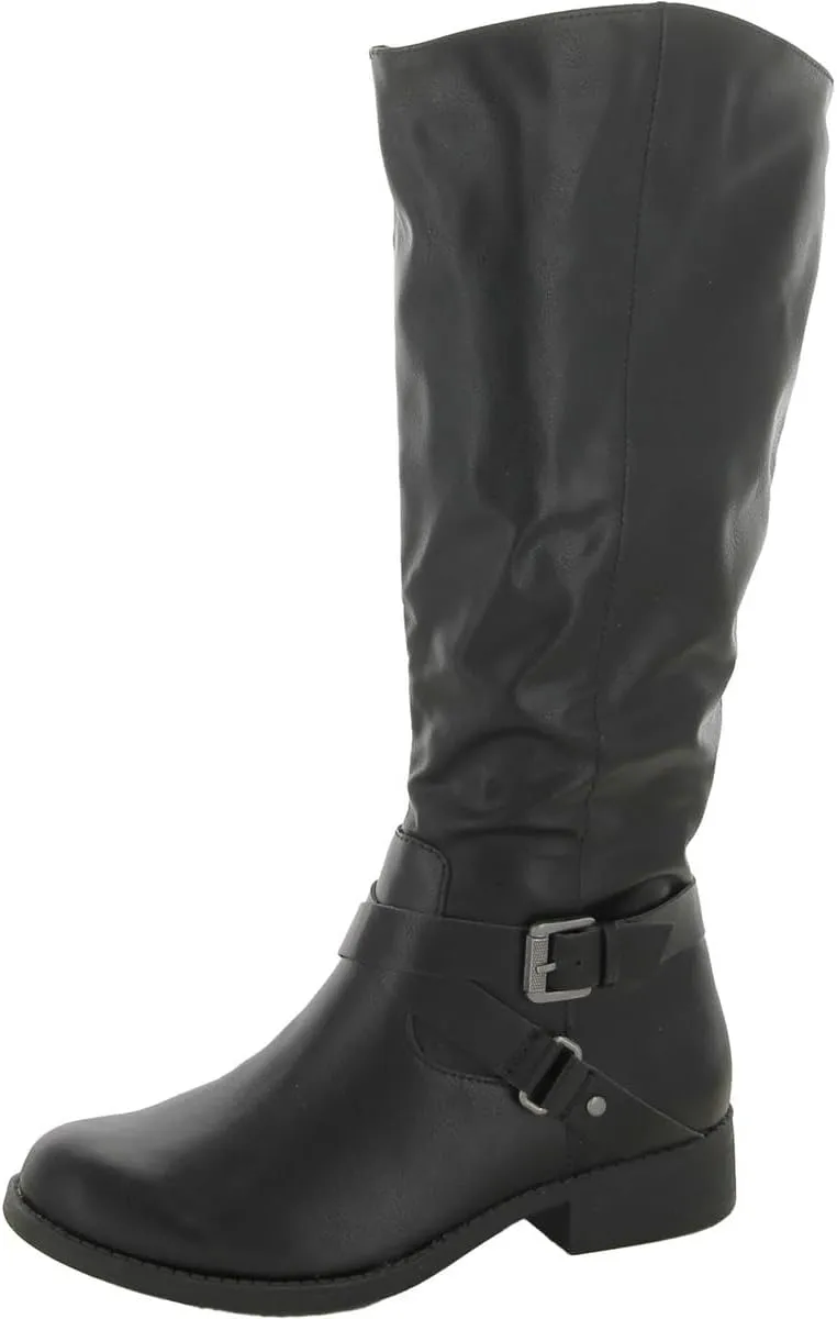Style & Co. Womens Marliee Wide Calf Motorcycle Boots Black 7.5 Medium (B,M)
