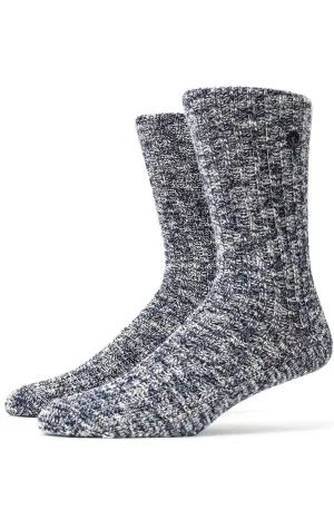 Stylish Blue and White Cotton Slub Socks 94% Cotton Comfort