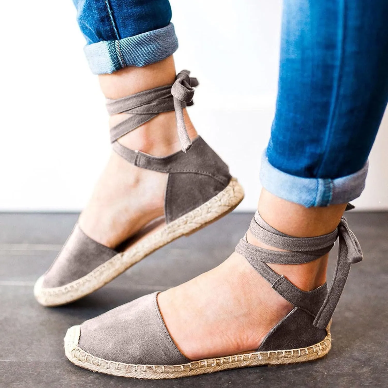Summer Fashion Womens Casual Shoes Flat Lace Up Leisure Sandals Memory Foam I Love Sandals for Women