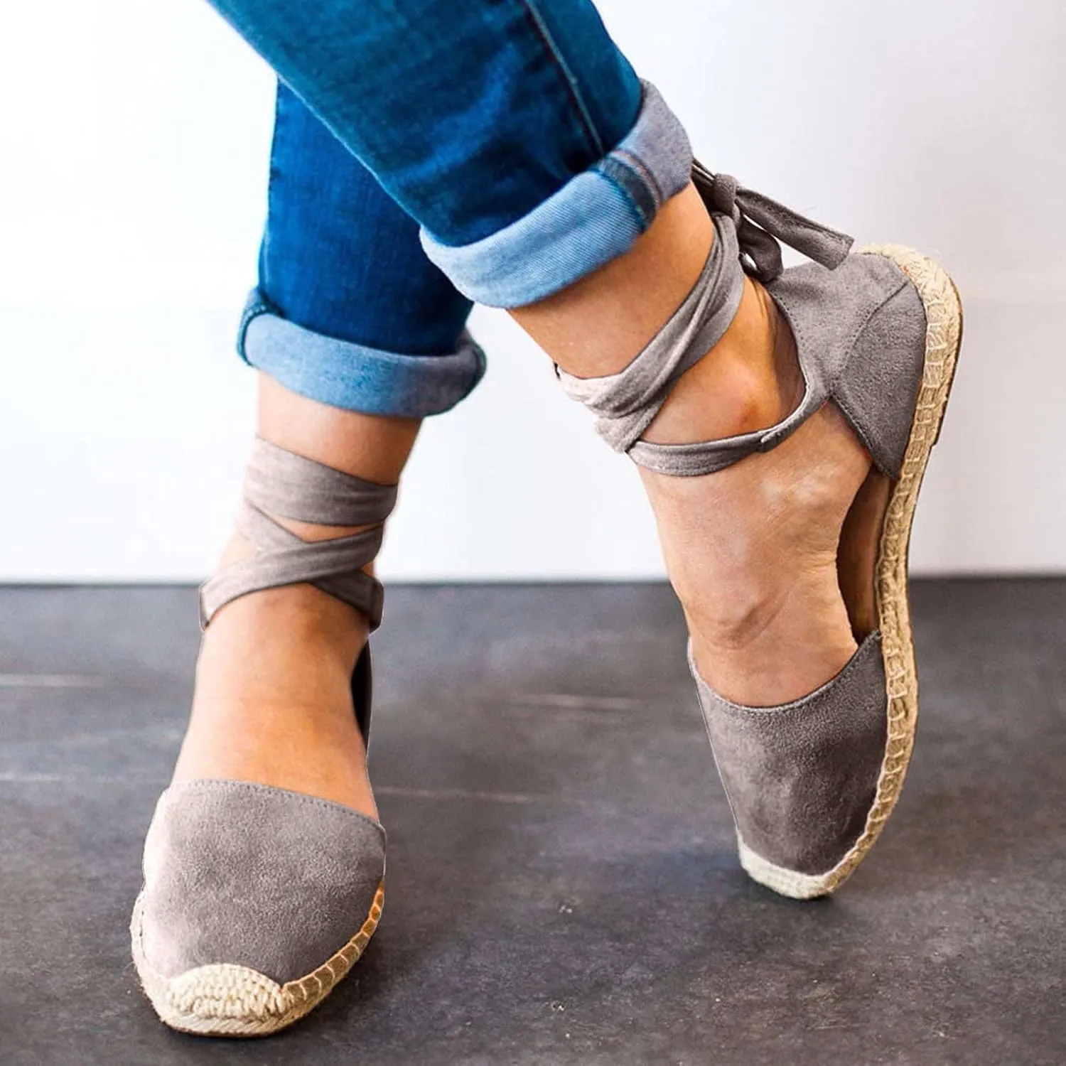 Summer Fashion Womens Casual Shoes Flat Lace Up Leisure Sandals Memory Foam I Love Sandals for Women
