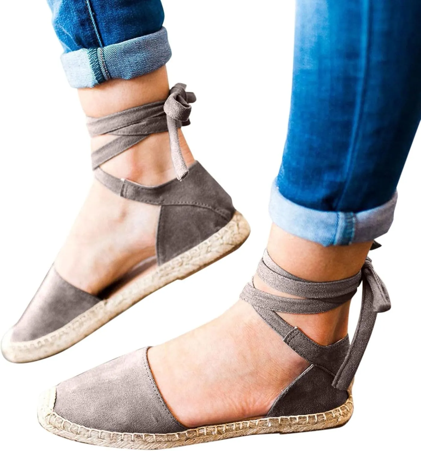 Summer Fashion Womens Casual Shoes Flat Lace Up Leisure Sandals Memory Foam I Love Sandals for Women