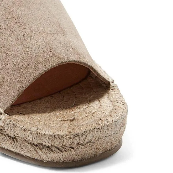 Summer Suede Leather Espadrille Buckle Platform Wedge Sandals