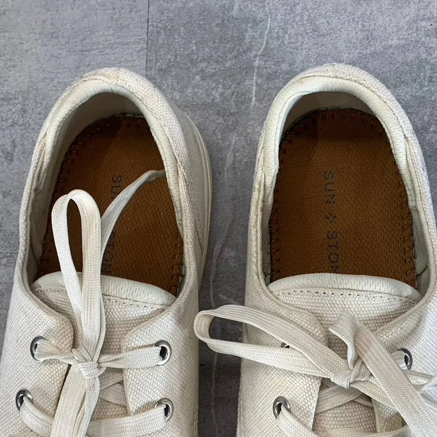 SUN STONE Men's White Kiva Lace-Up Core Sneakers SZ 10.5