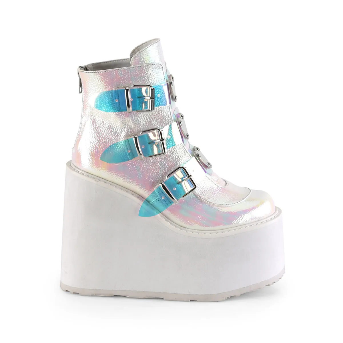 SWING-105 DemoniaCult Pearl Iridescent Vegan Leather Sexy Women's Ankle Boots (Alternative Footwear)