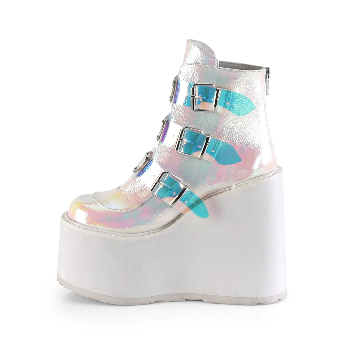 SWING-105 DemoniaCult Pearl Iridescent Vegan Leather Sexy Women's Ankle Boots (Alternative Footwear)