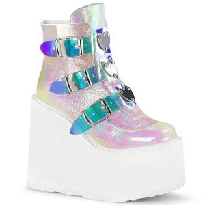 SWING-105 DemoniaCult Pearl Iridescent Vegan Leather Sexy Women's Ankle Boots (Alternative Footwear)