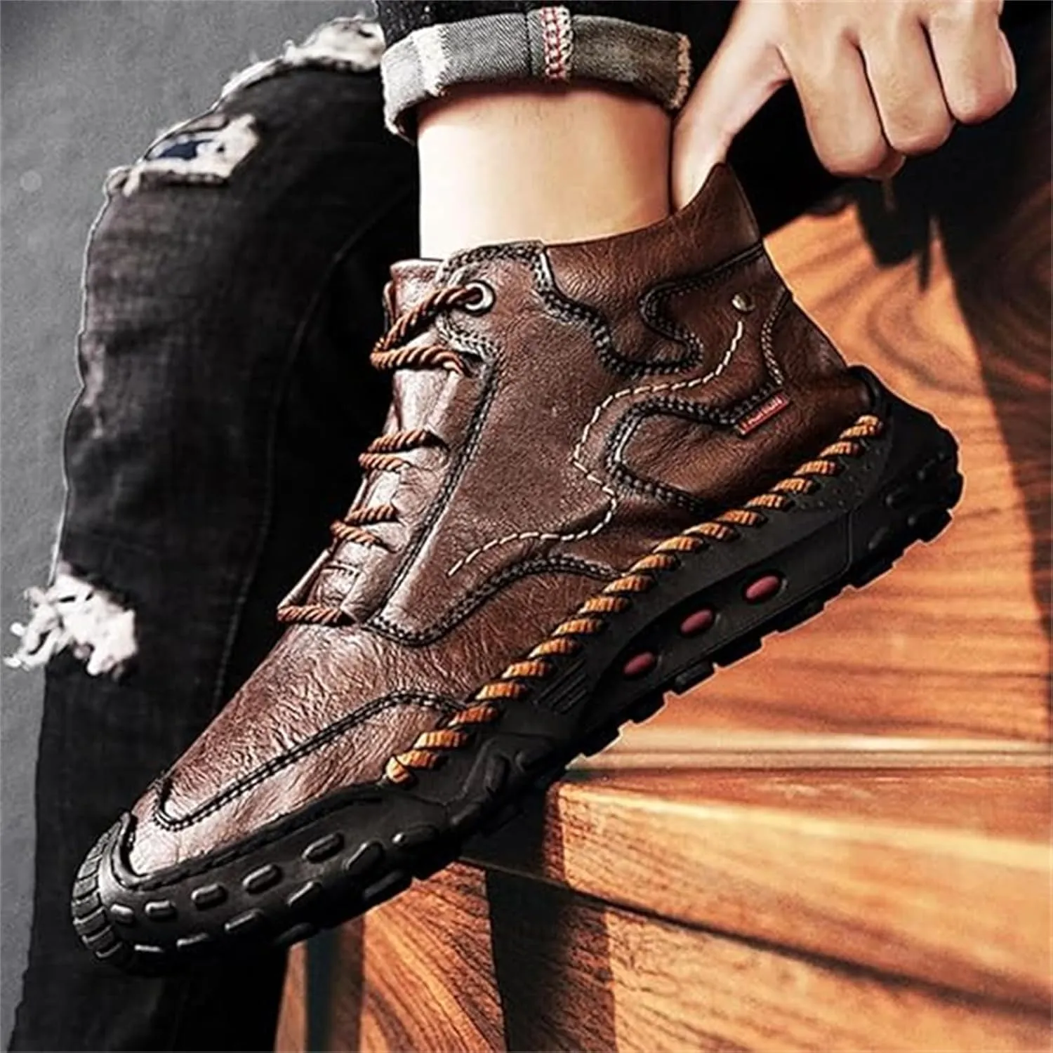 Tanner Shoes Men, Tanner Leather, Lightweight, Comfortable, Casual, Men's, Driving, for Travel, Mountaineering