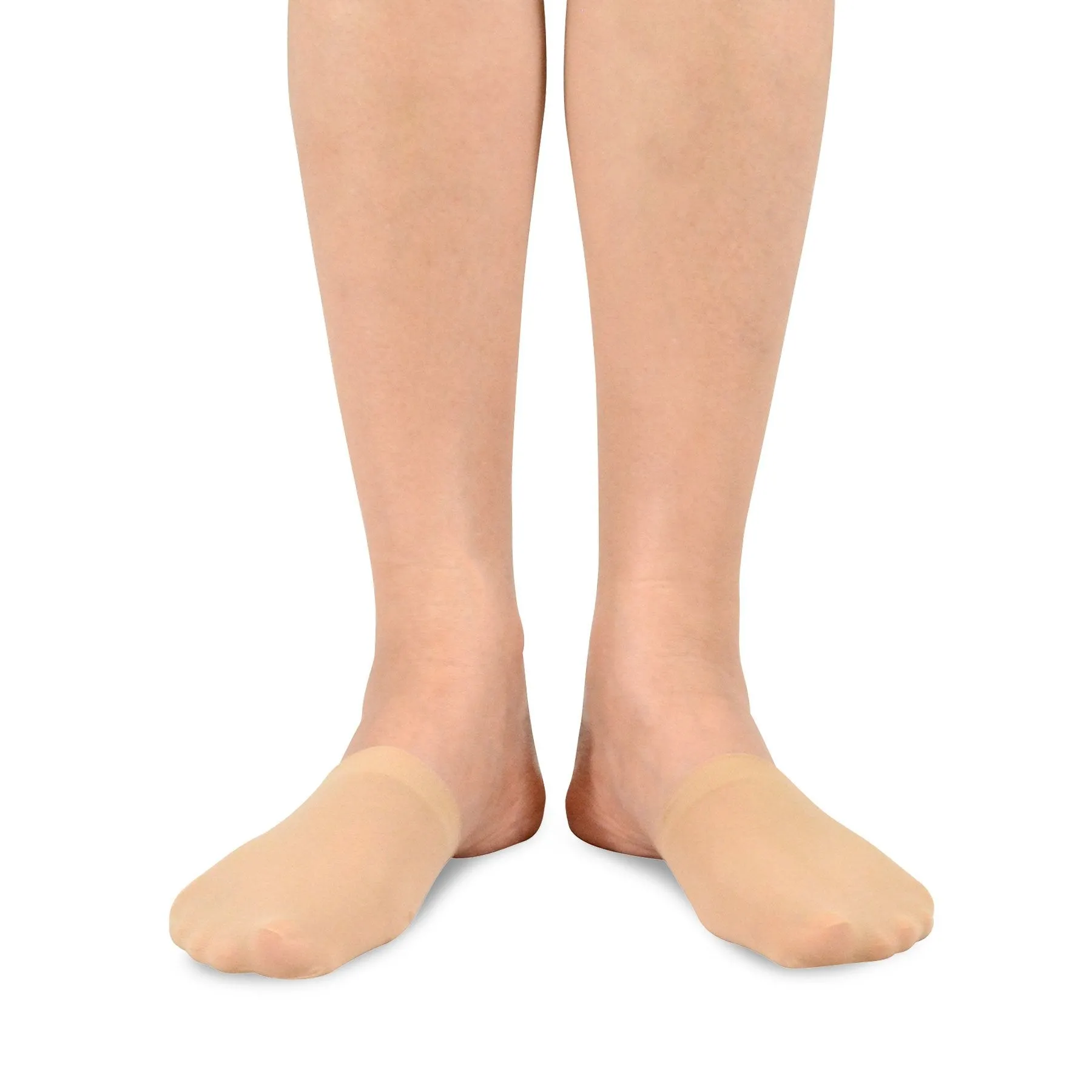 TeeHee Socks Women's Toe Topper Nylon No Show Beige 5-Pack (11785)