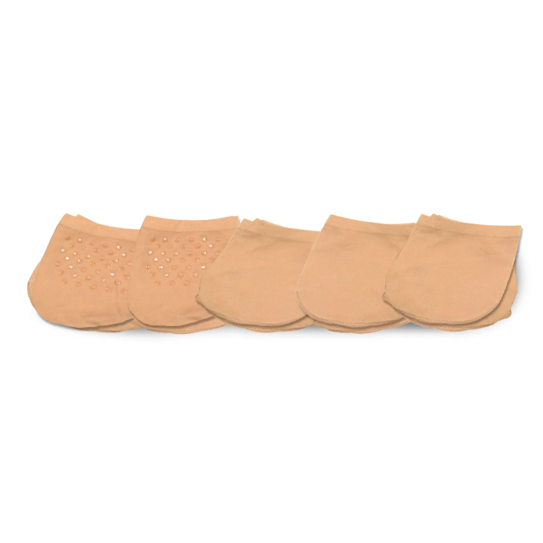 TeeHee Socks Women's Toe Topper Nylon No Show Beige 5-Pack (11785)