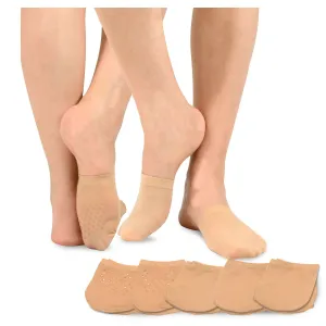 TeeHee Socks Women's Toe Topper Nylon No Show Beige 5-Pack (11785)