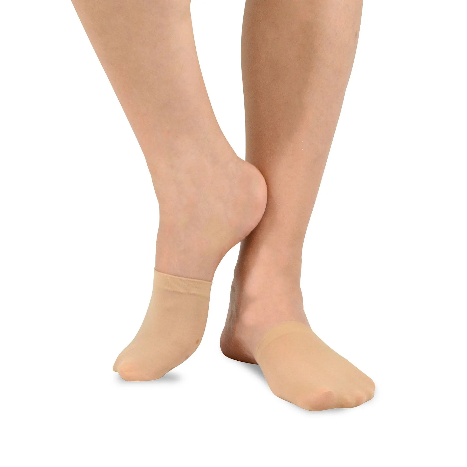 TeeHee Socks Women's Toe Topper Nylon No Show Beige 5-Pack (11785)