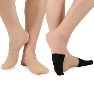 TeeHee Socks Women's Toe Topper Nylon No Show Pale Beige, Black 5-Pack (11785)