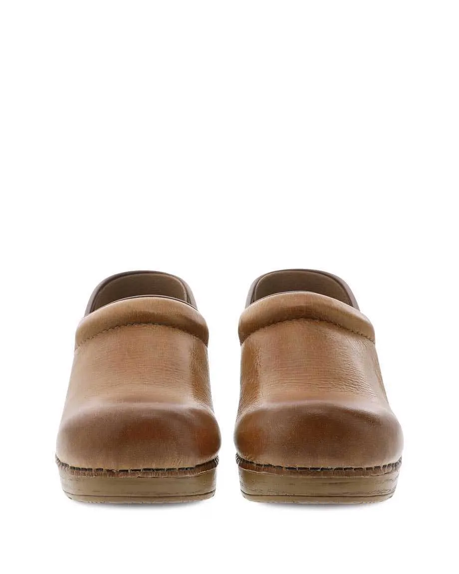 The Professional Clog in Distressed Honey Leather