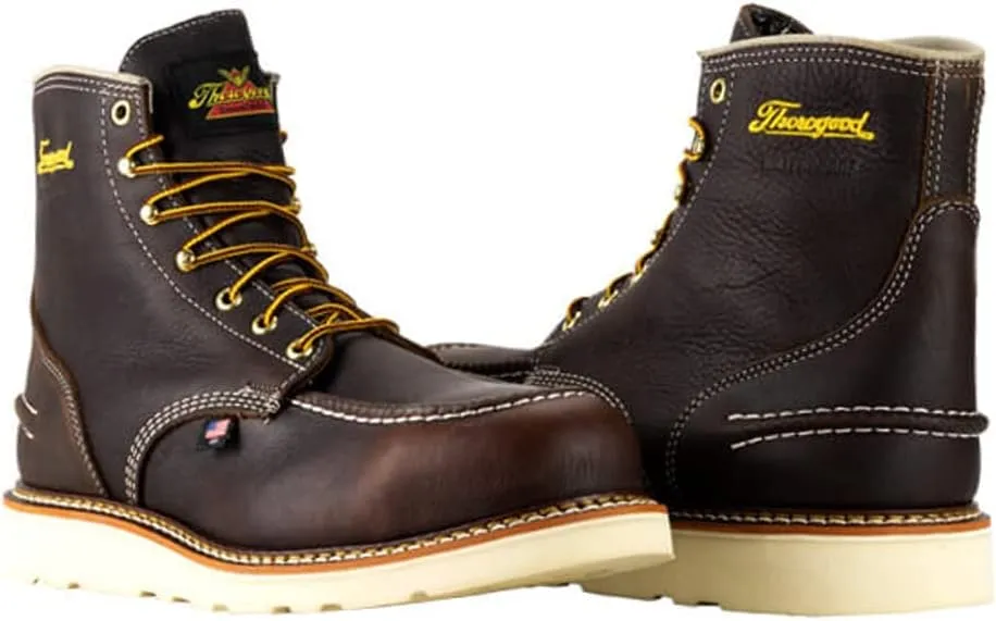 Thorogood 1957 Series 6 Waterproof Moc Toe Work Boots for Men - Soft Toe, Full-Grain Leather with Slip-Resistant Wedge Outsole and Shock-Absorbing Footbed