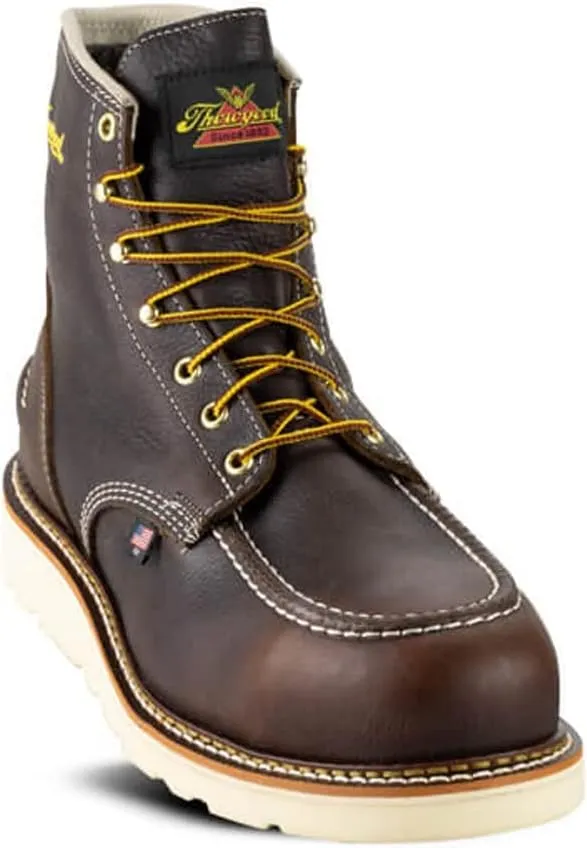 Thorogood 1957 Series 6 Waterproof Moc Toe Work Boots for Men - Soft Toe, Full-Grain Leather with Slip-Resistant Wedge Outsole and Shock-Absorbing Footbed