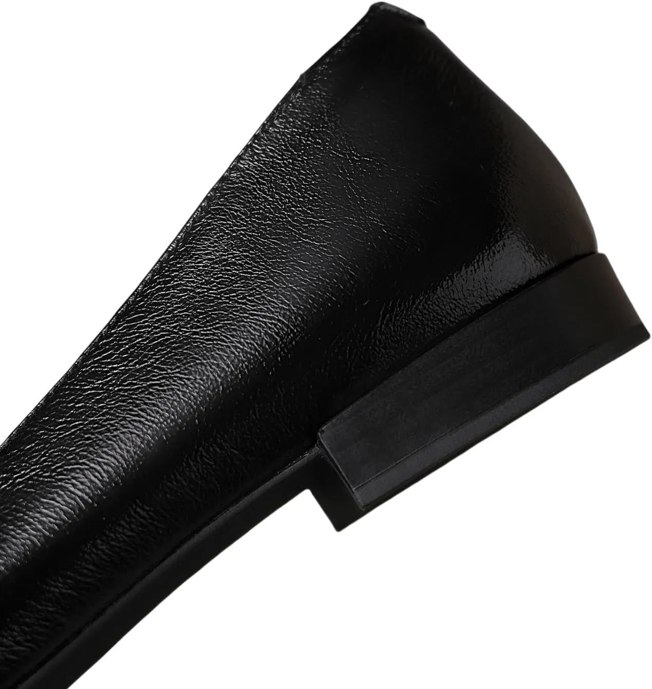 TinaCus Women's Genuine Leather Square Toe Plitated Slip-on Handmade Chunky Heel Loafers Flats