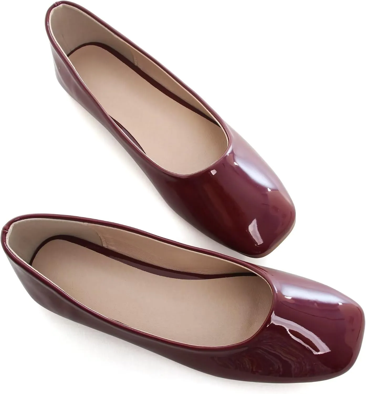 TN TANGNEST Women's Ballet Flats Cute Square Toe Dress Flats Soft Work Flats