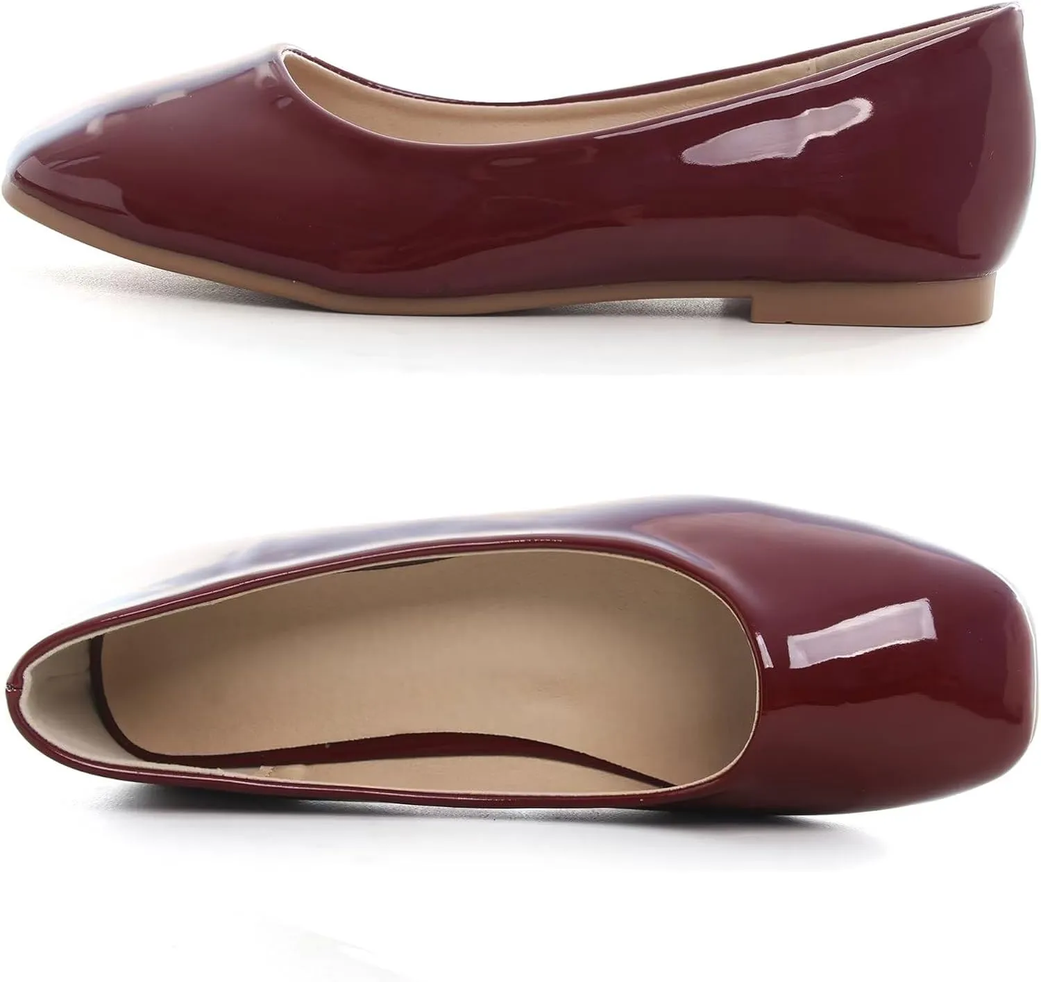 TN TANGNEST Women's Ballet Flats Cute Square Toe Dress Flats Soft Work Flats