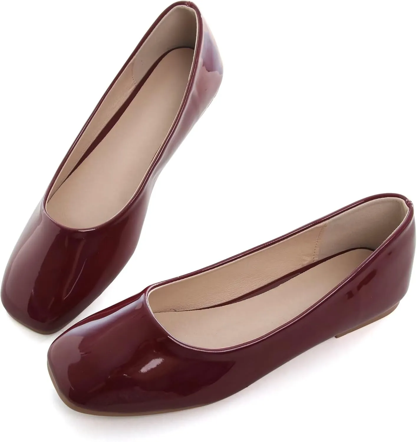 TN TANGNEST Women's Ballet Flats Cute Square Toe Dress Flats Soft Work Flats
