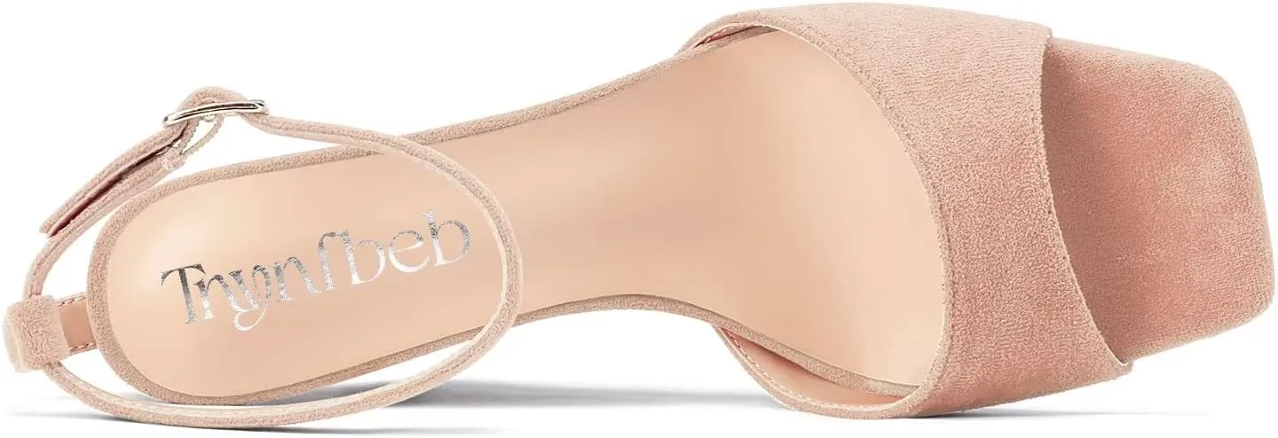 TNYNFBEB Women High Wedge Heel Peep Open Toe Sandals Ankle Strap Buckle Office Party Cute Classic 3.9 Inches Heels