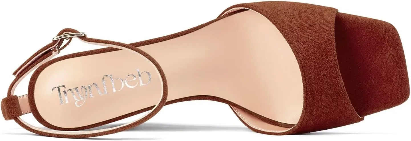 TNYNFBEB Women High Wedge Heel Peep Open Toe Sandals Ankle Strap Buckle Office Party Cute Classic 3.9 Inches Heels