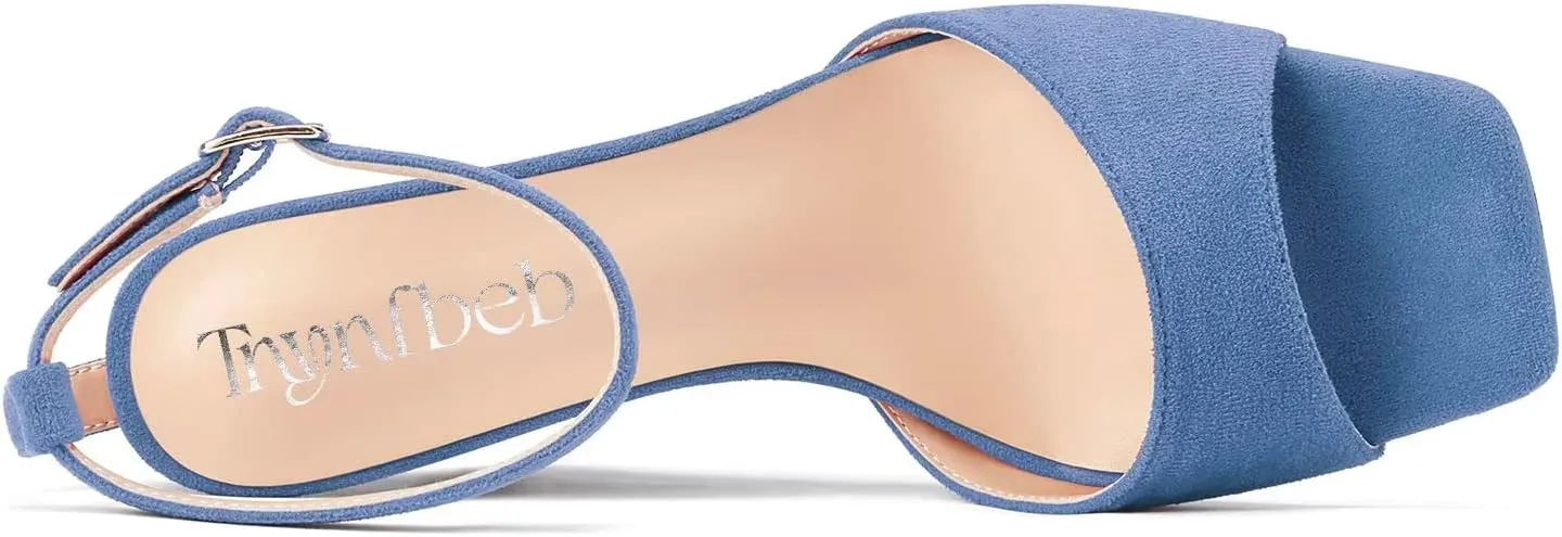 TNYNFBEB Women High Wedge Heel Peep Open Toe Sandals Ankle Strap Buckle Office Party Cute Classic 3.9 Inches Heels