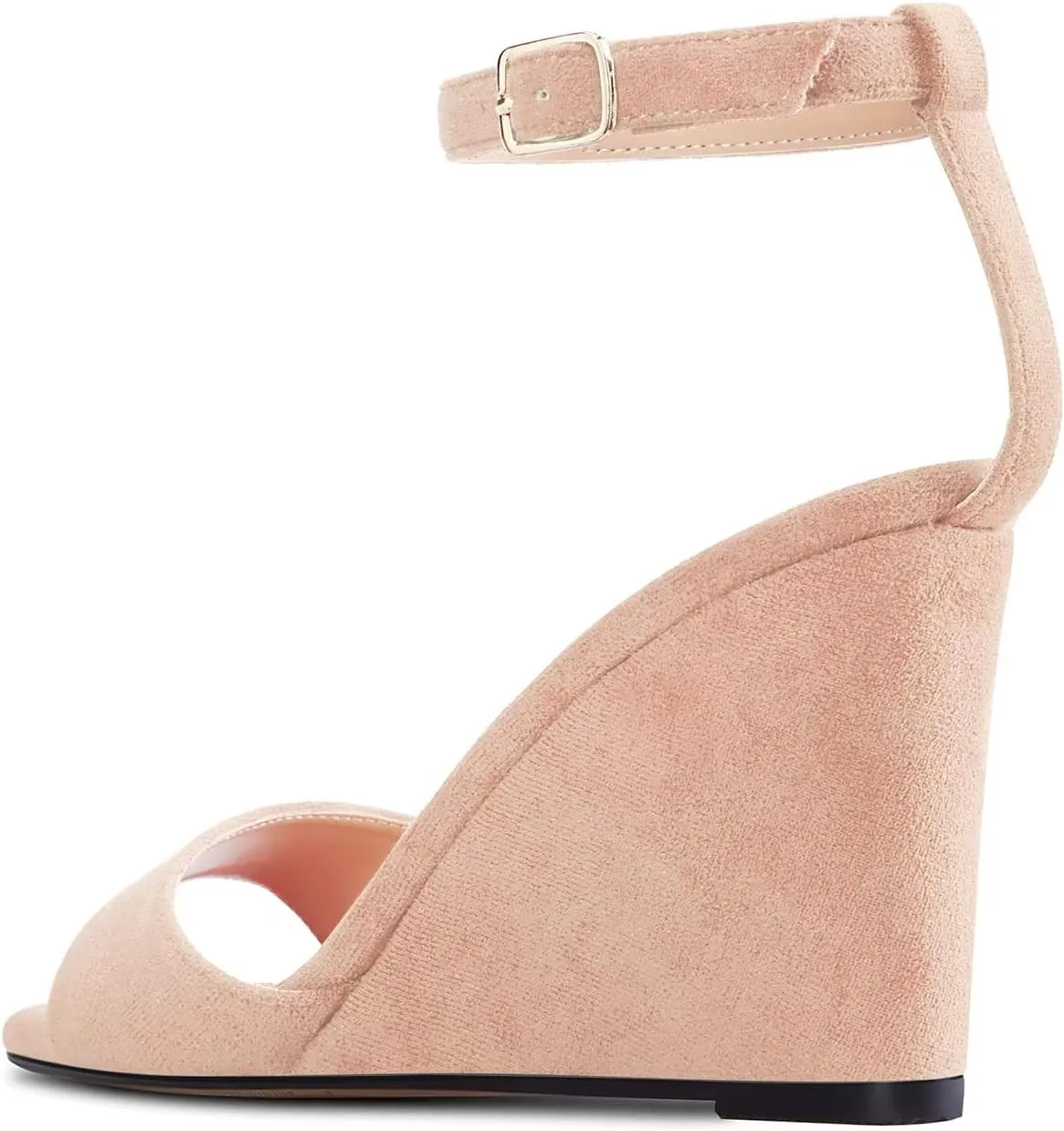 TNYNFBEB Women High Wedge Heel Peep Open Toe Sandals Ankle Strap Buckle Office Party Cute Classic 3.9 Inches Heels