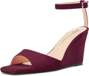 TNYNFBEB Women High Wedge Heel Peep Open Toe Sandals Ankle Strap Buckle Office Party Cute Classic 3.9 Inches Heels