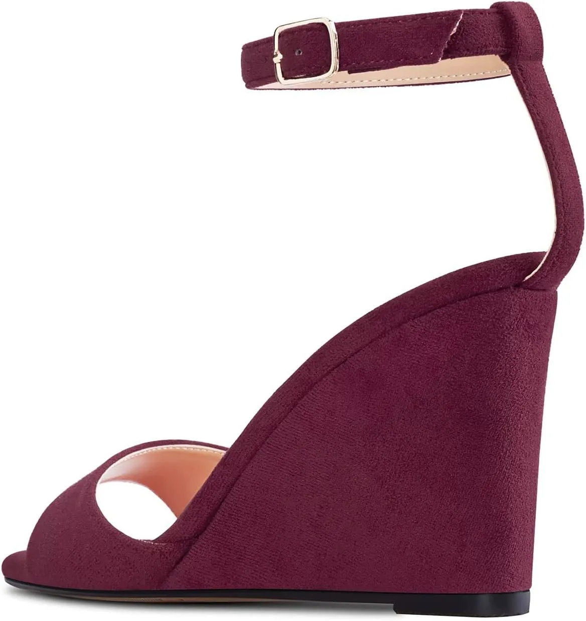 TNYNFBEB Women High Wedge Heel Peep Open Toe Sandals Ankle Strap Buckle Office Party Cute Classic 3.9 Inches Heels