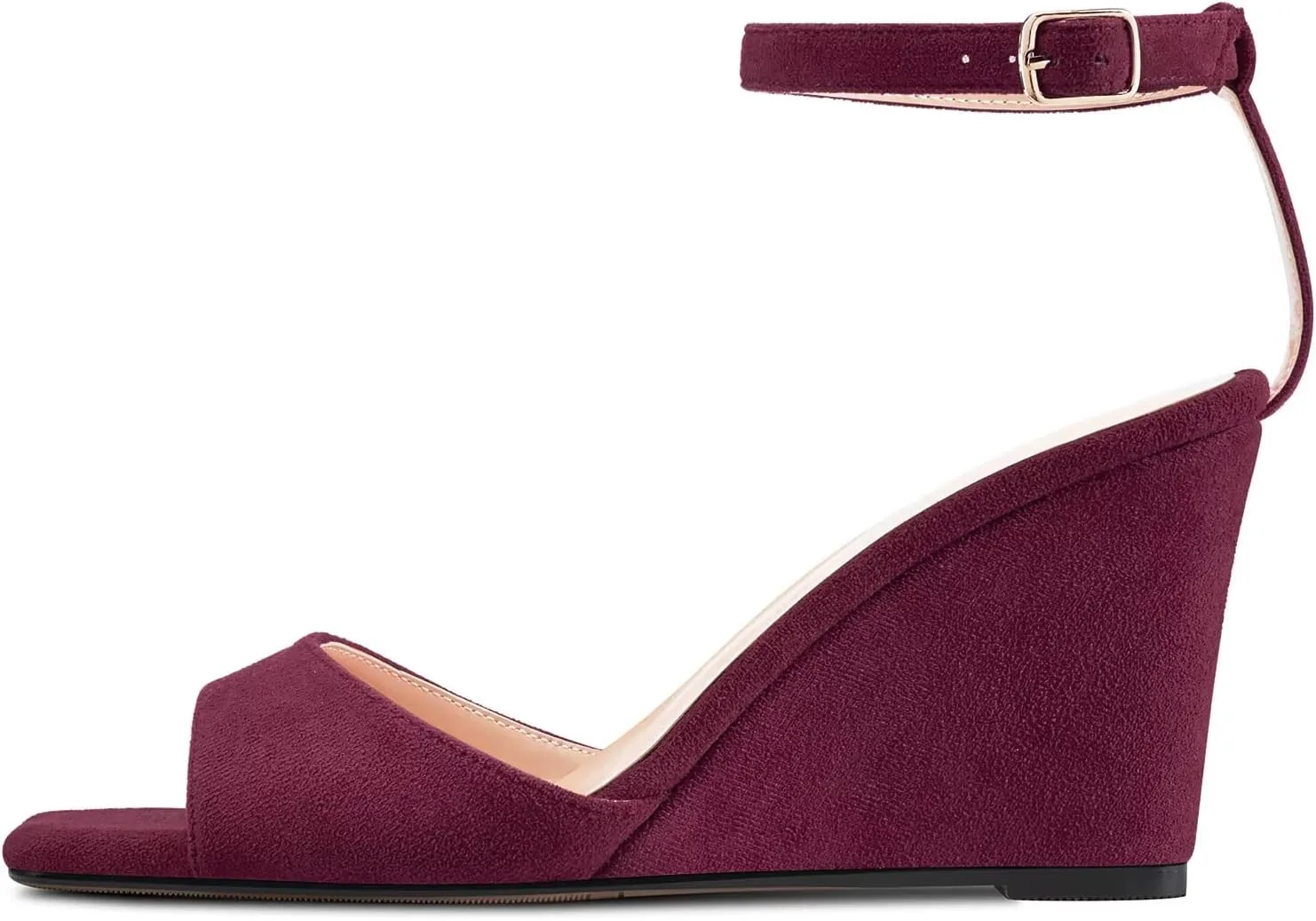 TNYNFBEB Women High Wedge Heel Peep Open Toe Sandals Ankle Strap Buckle Office Party Cute Classic 3.9 Inches Heels